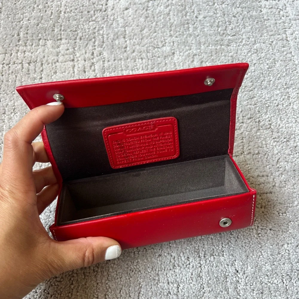 Coach Red Leather Glasses Case - Picture 8 of 12